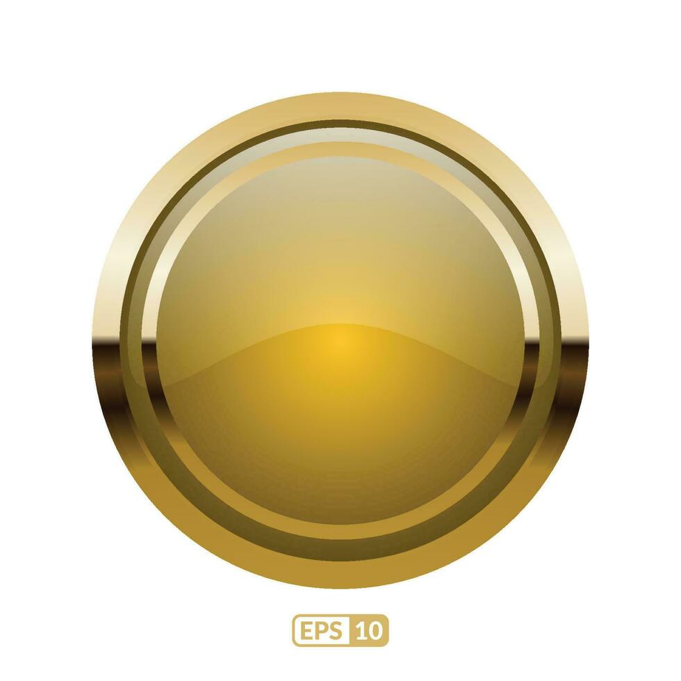 Yellow luxury circle button. vector