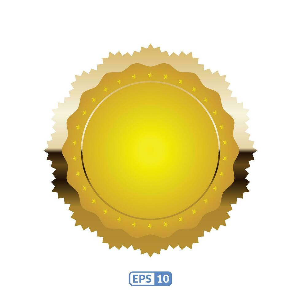 Zigzag gold frame round luxury badge EPS10. vector