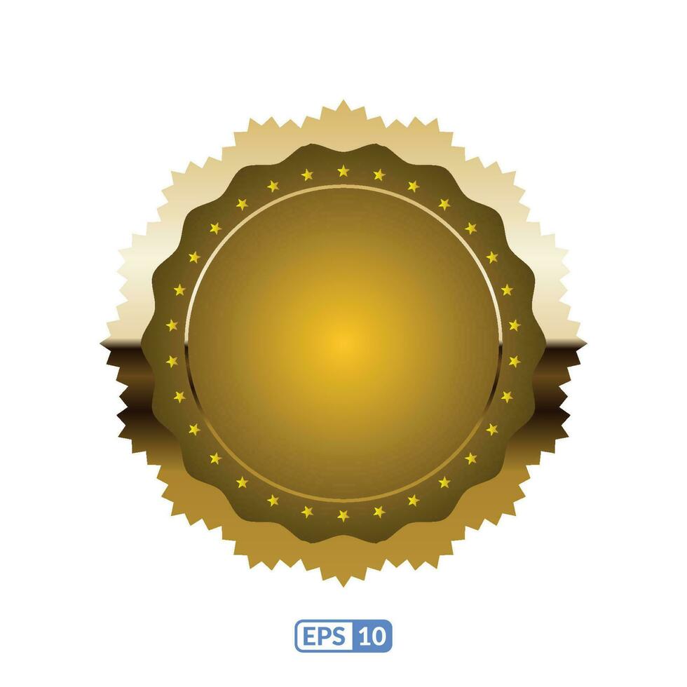 Zigzag gold frame round yellow badge EPS10. vector