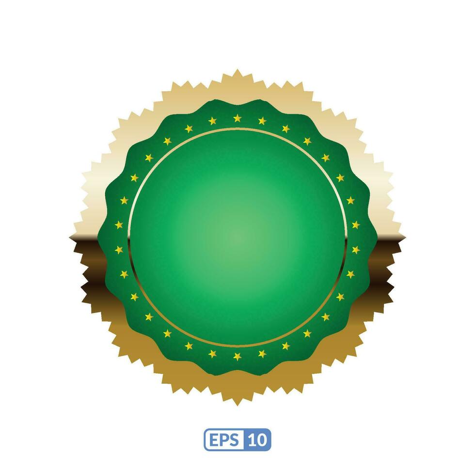 Zigzag gold frame round jade blue badge EPS10. vector