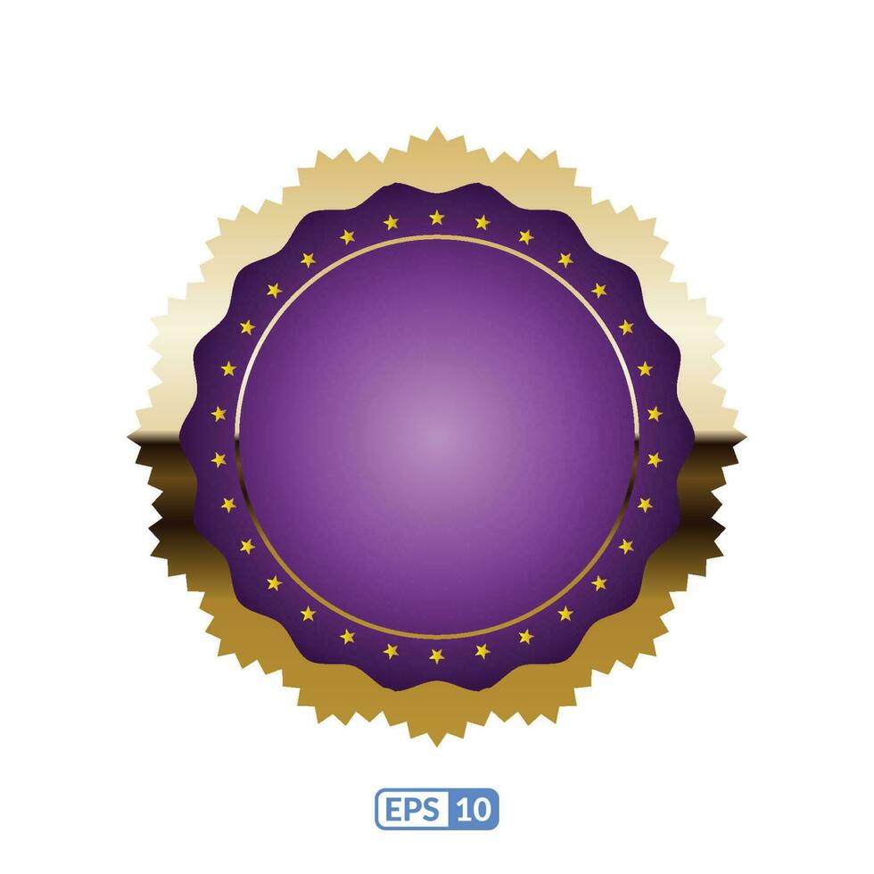 Zigzag gold frame round purple badge EPS10. vector