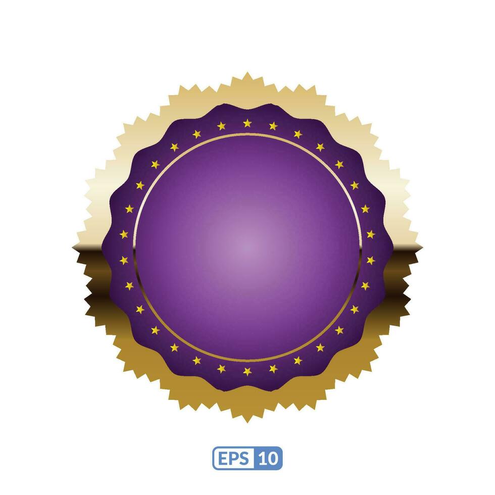 Zigzag gold frame round purple badge EPS10. vector