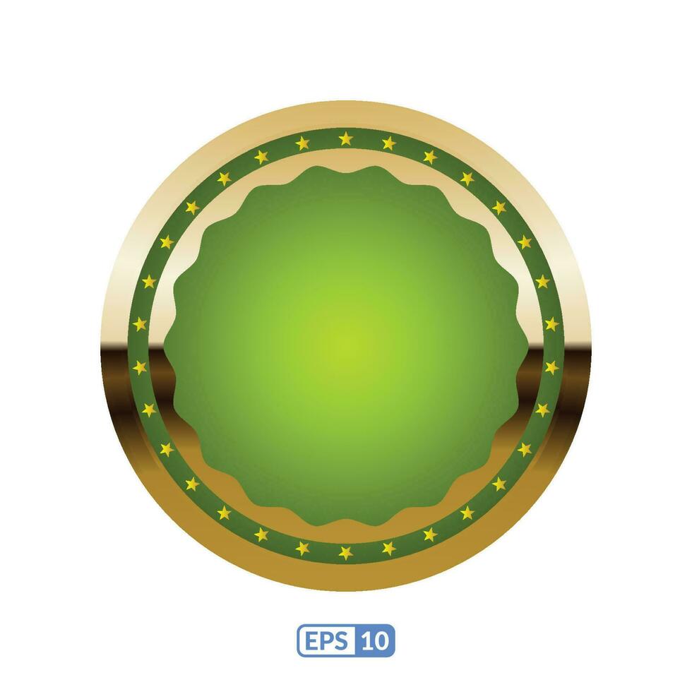 oro marco circulo conformado Lima verde insignia. vector