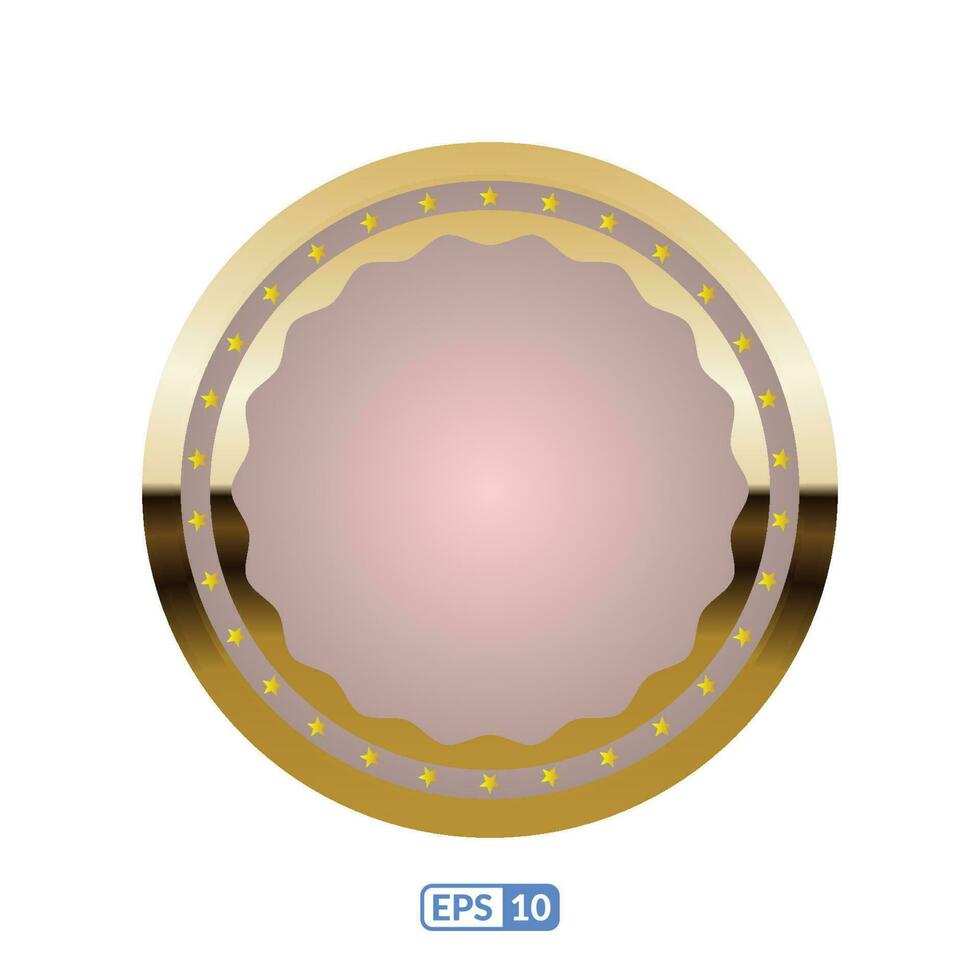 Gold frame circle shaped Creamy badge. vector