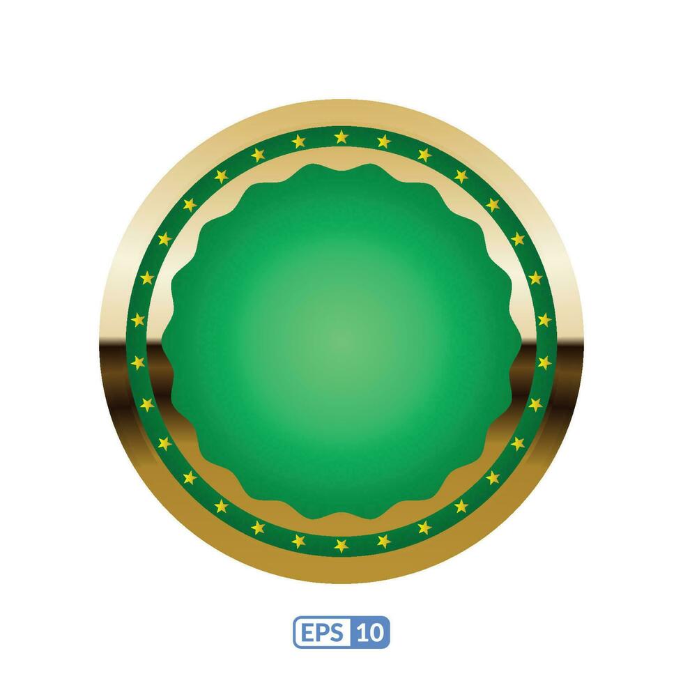 Gold frame circle shaped jade green badge EPS10. vector