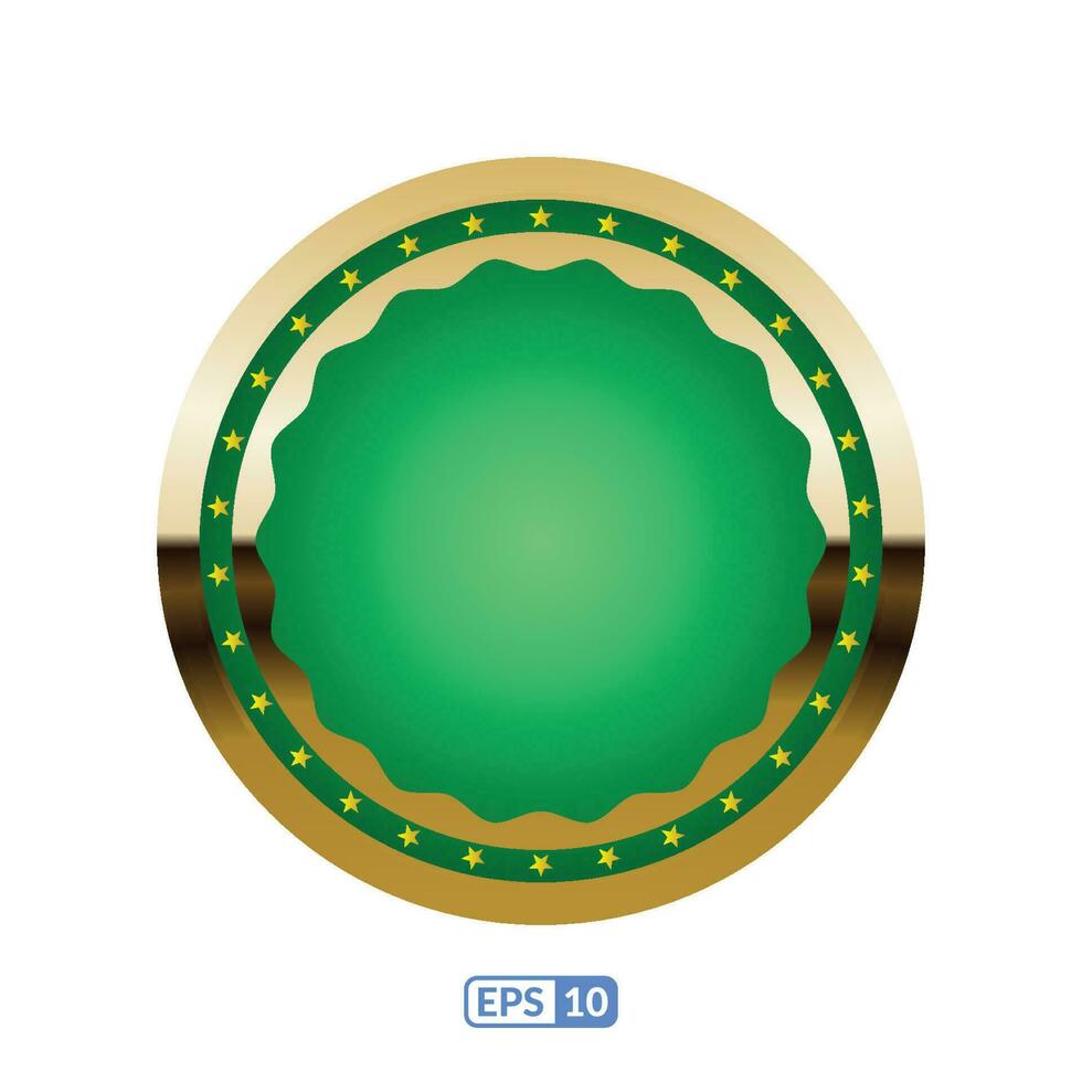 oro marco circulo conformado jade verde Insignia eps10. vector