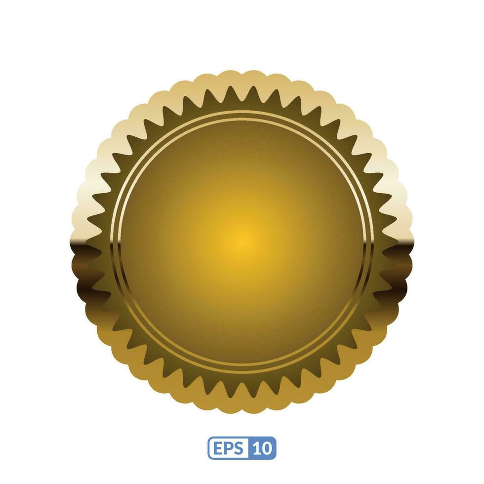 Golden zigzag frame orange round badge EPS10. vector