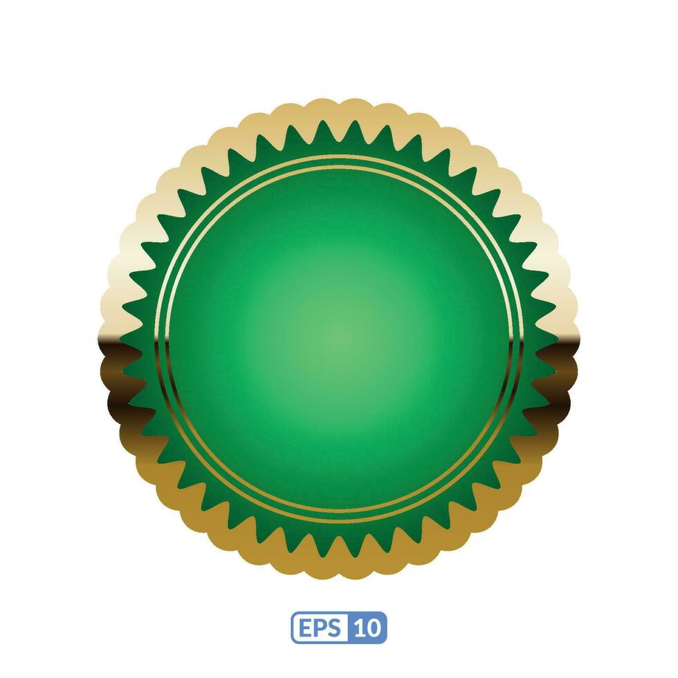 Golden zigzag frame jade green round badge EPS10. vector