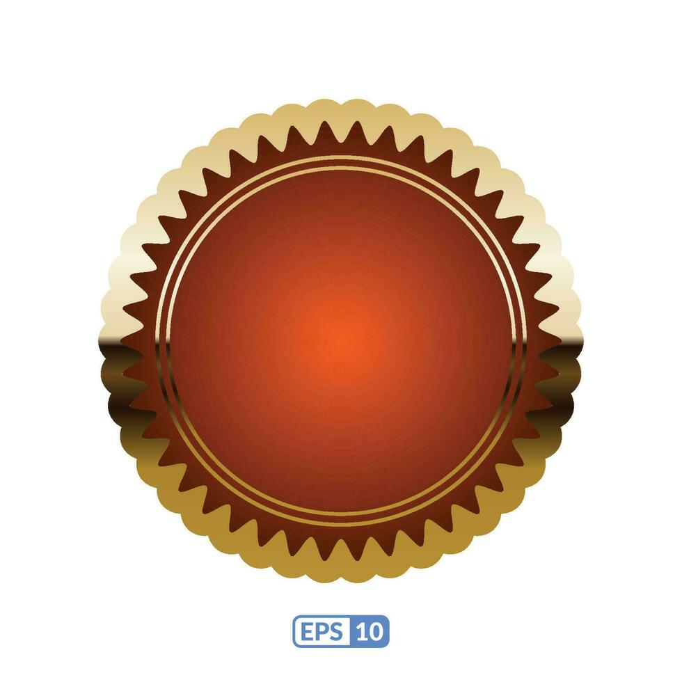 Golden zigzag frame orange color badge EPS10. vector