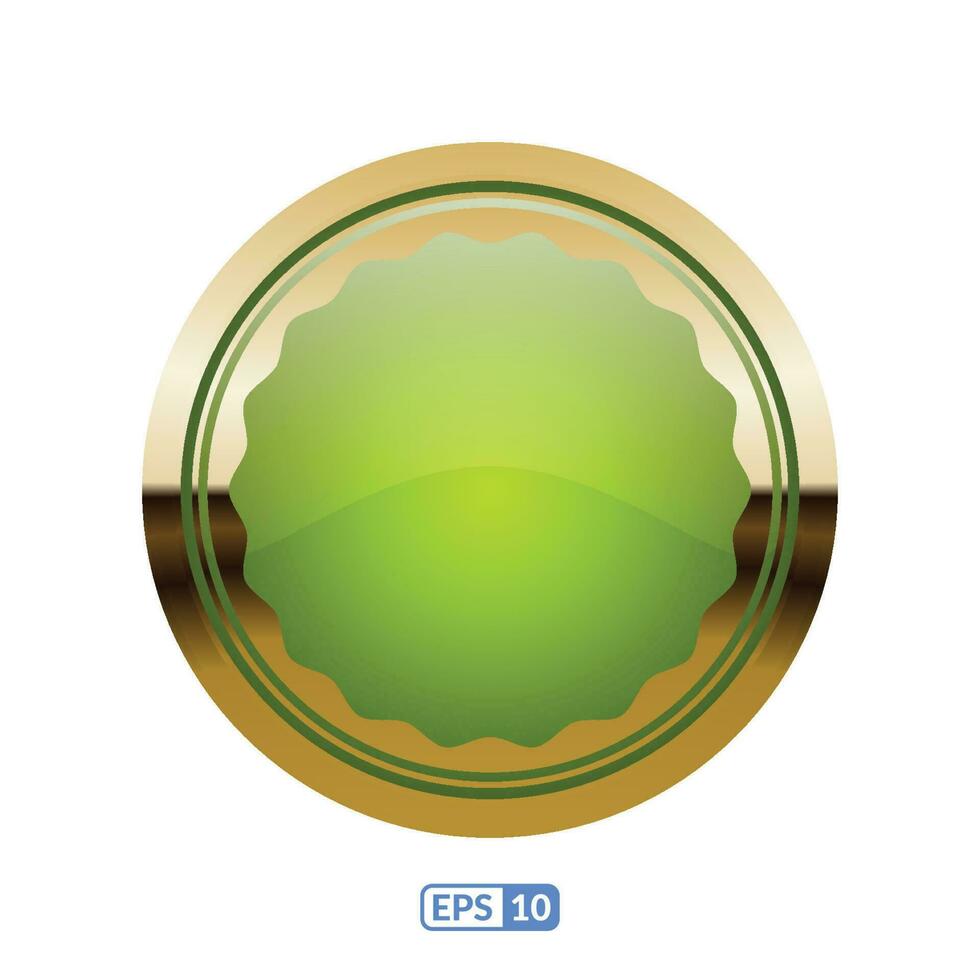 Green circle glossy design button. vector