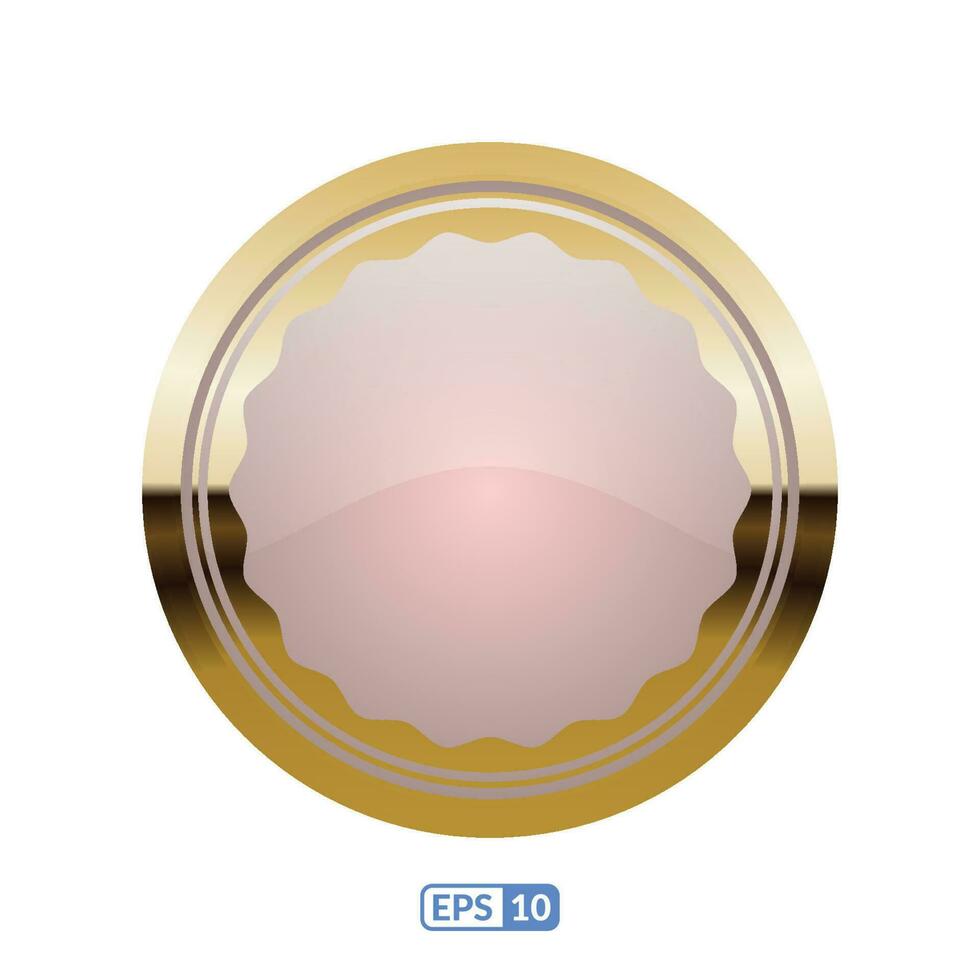 Creamy gold circle glossy button. vector