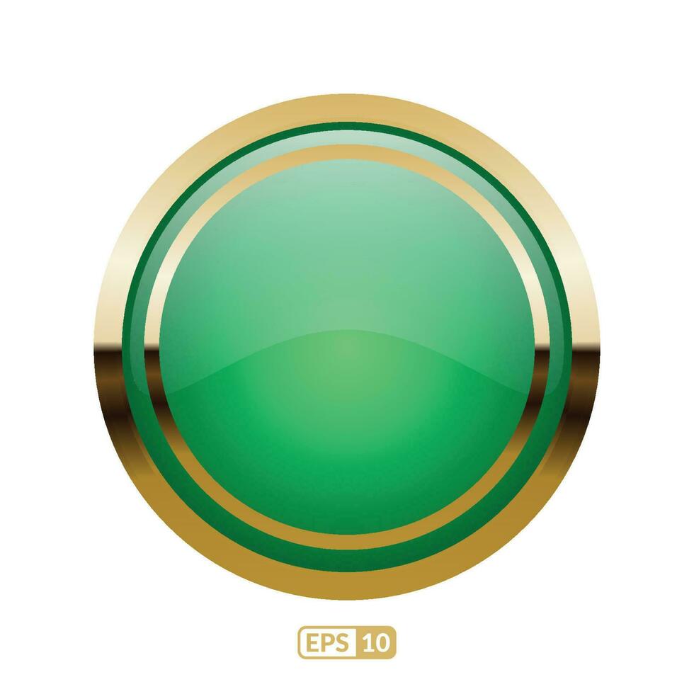 Green luxury glossy circle button vector