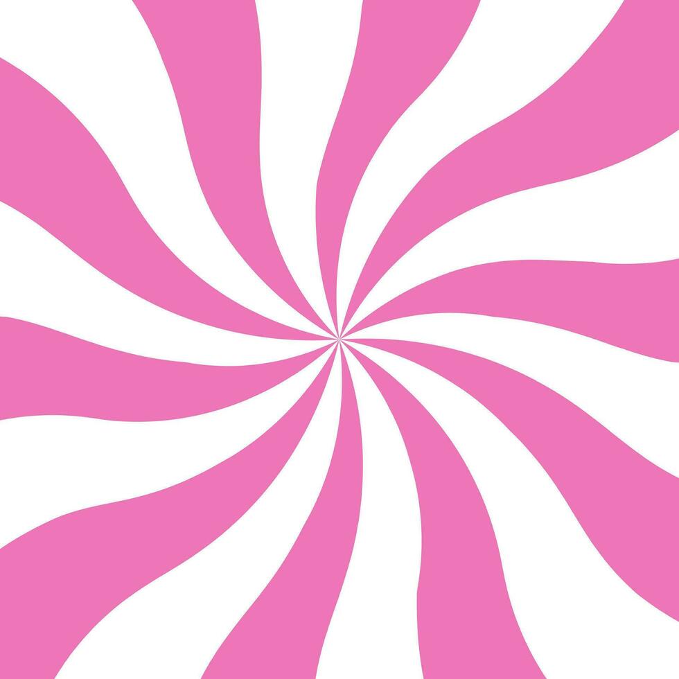 Pink swirling pattern background. Vortex starburst spiral twirl square. Helix rotation rays. Converging scalable stripes. Vector illustration