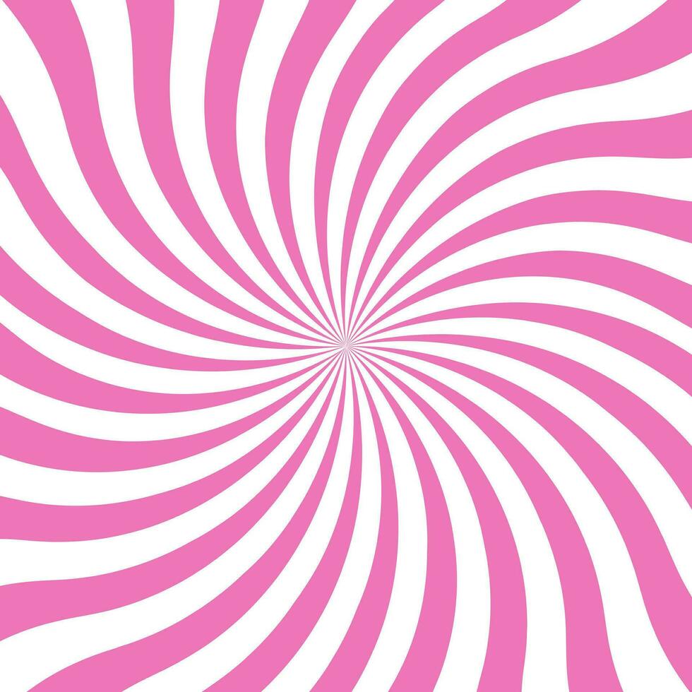 rosado arremolinándose modelo antecedentes. vórtice Starburst espiral giro cuadrado. hélice rotación rayos convergente escalable rayas. vector ilustración