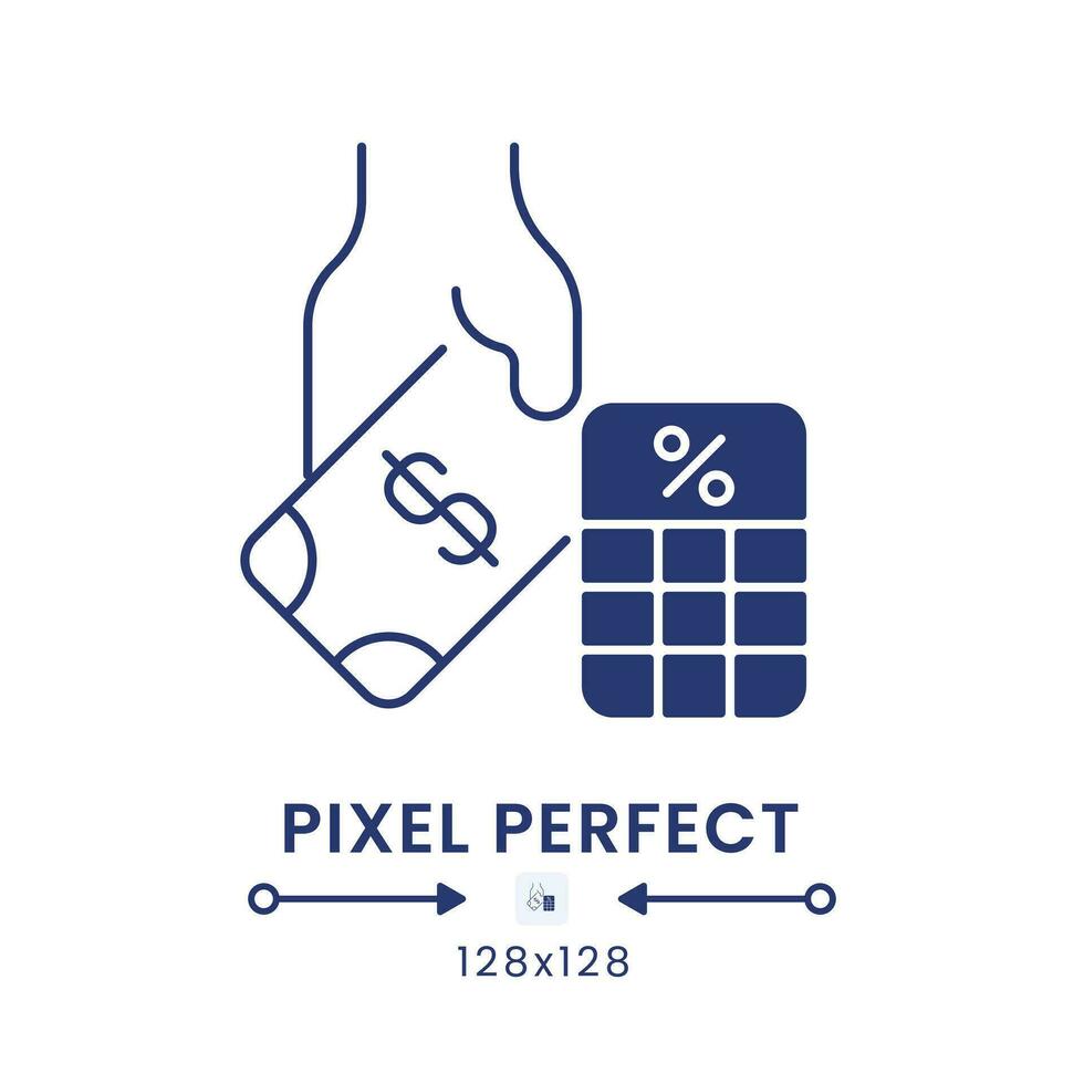 Payroll tax black solid desktop icon. Employee deductions. Salary expenses. Pixel perfect 128x128, outline 2px. Silhouette symbol on white space. Glyph pictogram. Isolated vector image