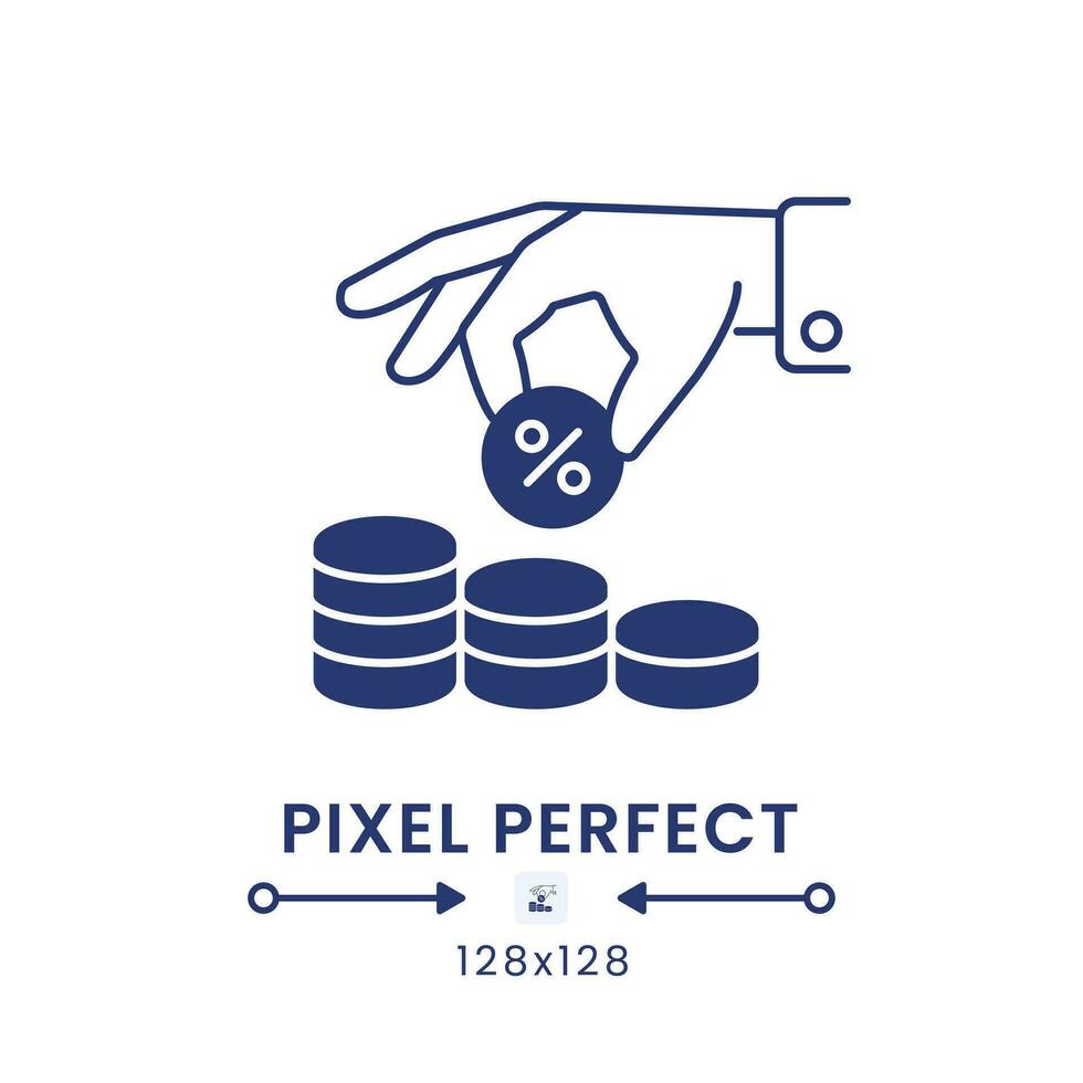 Tax Withholding black solid desktop icon. Paycheck deductions. Income subtraction. Pixel perfect 128x128, outline 2px. Silhouette symbol on white space. Glyph pictogram. Isolated vector image