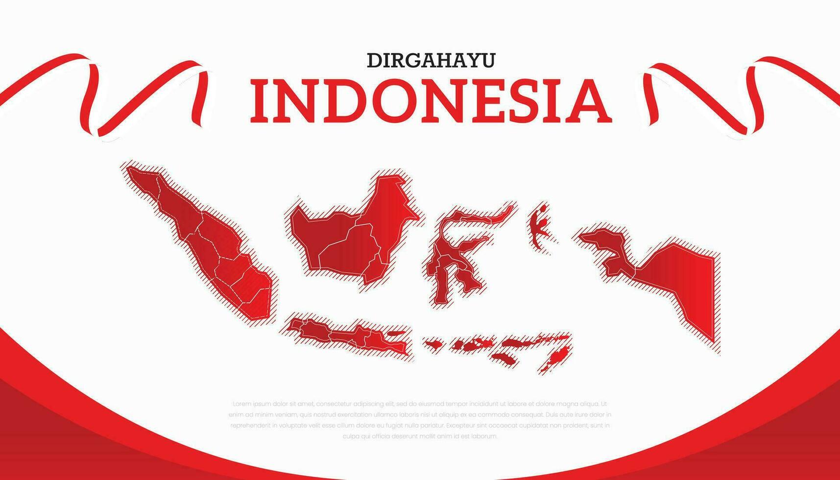 Indonesian Independence Day August 17th, Map of Indonesia, Post template Indonesia Independence Day Banner Template - Illustration map of Indonesian Territory With Many Islands. vector