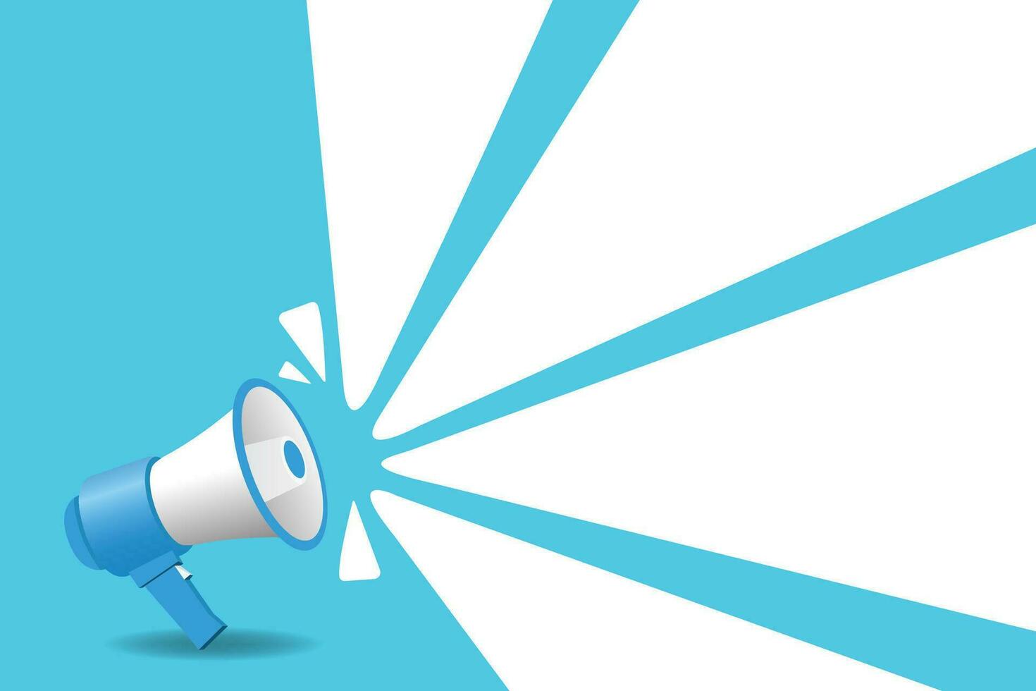 Megaphone Clean Blue and White Background, Megaphone with Free Space for Text Content. vector