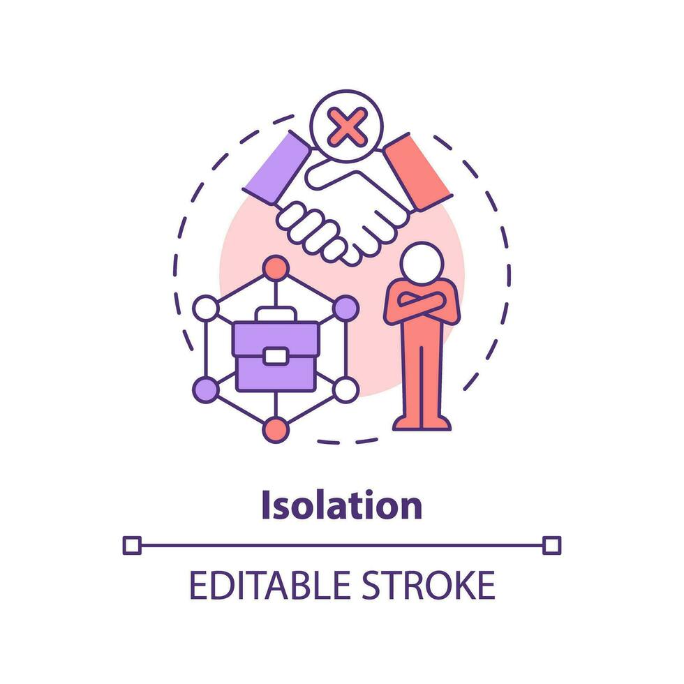 Isolation concept icon. Lack of communication. Social life. It job. Digital age. Work remotely. Feel lonely abstract idea thin line illustration. Isolated outline drawing. Editable stroke vector