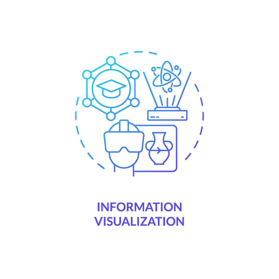 Thin line gradient icon representing information visualization, isolated vector illustration, innovation in education.