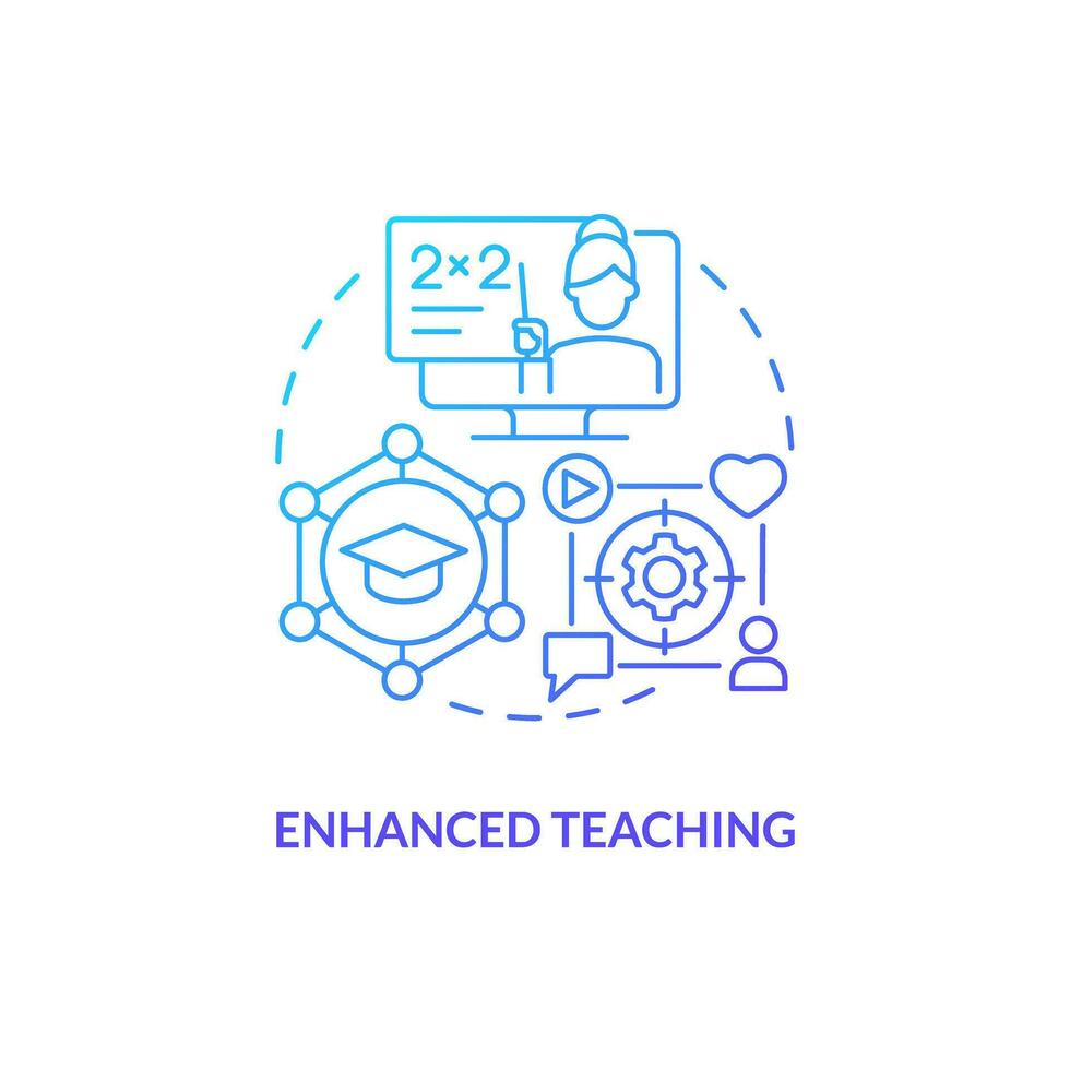 Thin line gradient icon representing enhanced teaching, isolated vector illustration of innovation in education.