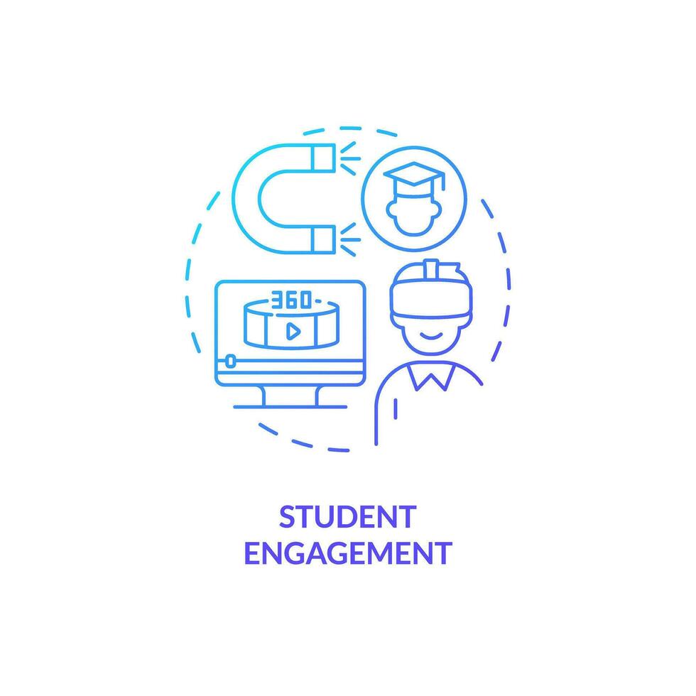 Thin line gradient icon representing AI in student engagement, isolated vector illustration, innovation in education.