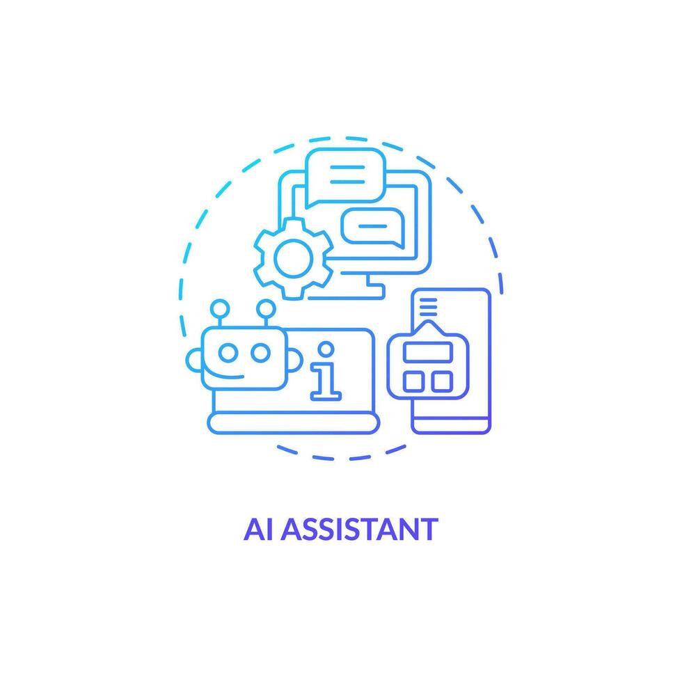 Thin line gradient icon representing Ai assistant, isolated vector illustration, innovation in education.