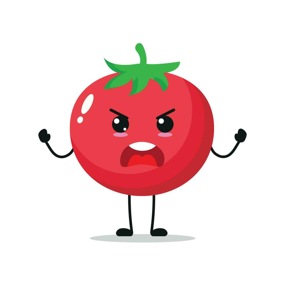 Cute Angry Tomato Vegetable Vector Illustration