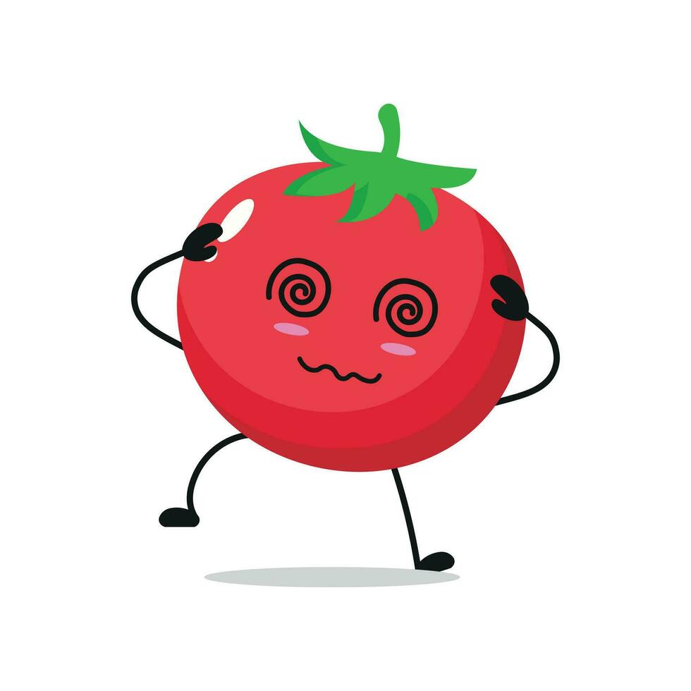 Single Dizzy Tomato Vegetable Drunk Vector Illustration