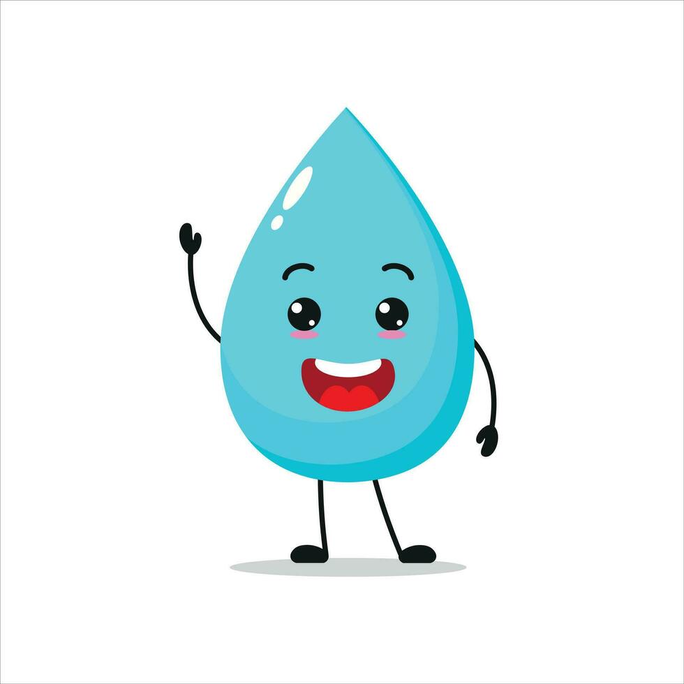 happy water drop cartoon greet his friend. aqua activity vector illustration flat design