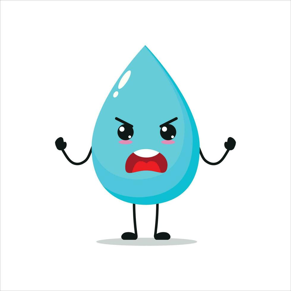 angry water drop stand in front his friend. aqua activity vector illustration flat design.
