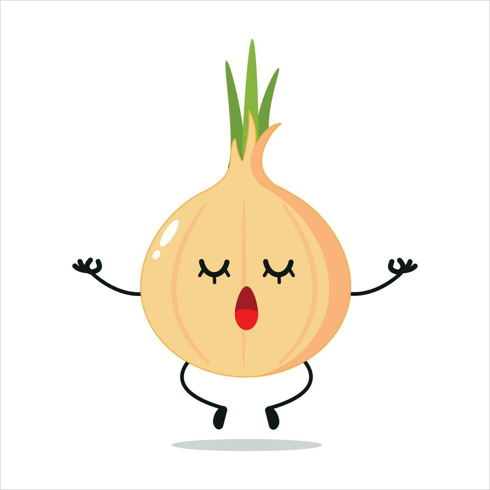 Calm Onion Meditation Yoga Vector Illustration Character
