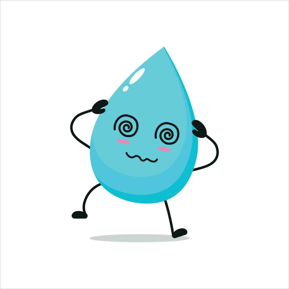 drunk water drop hold dizzy head. aqua activity vector illustration flat design.