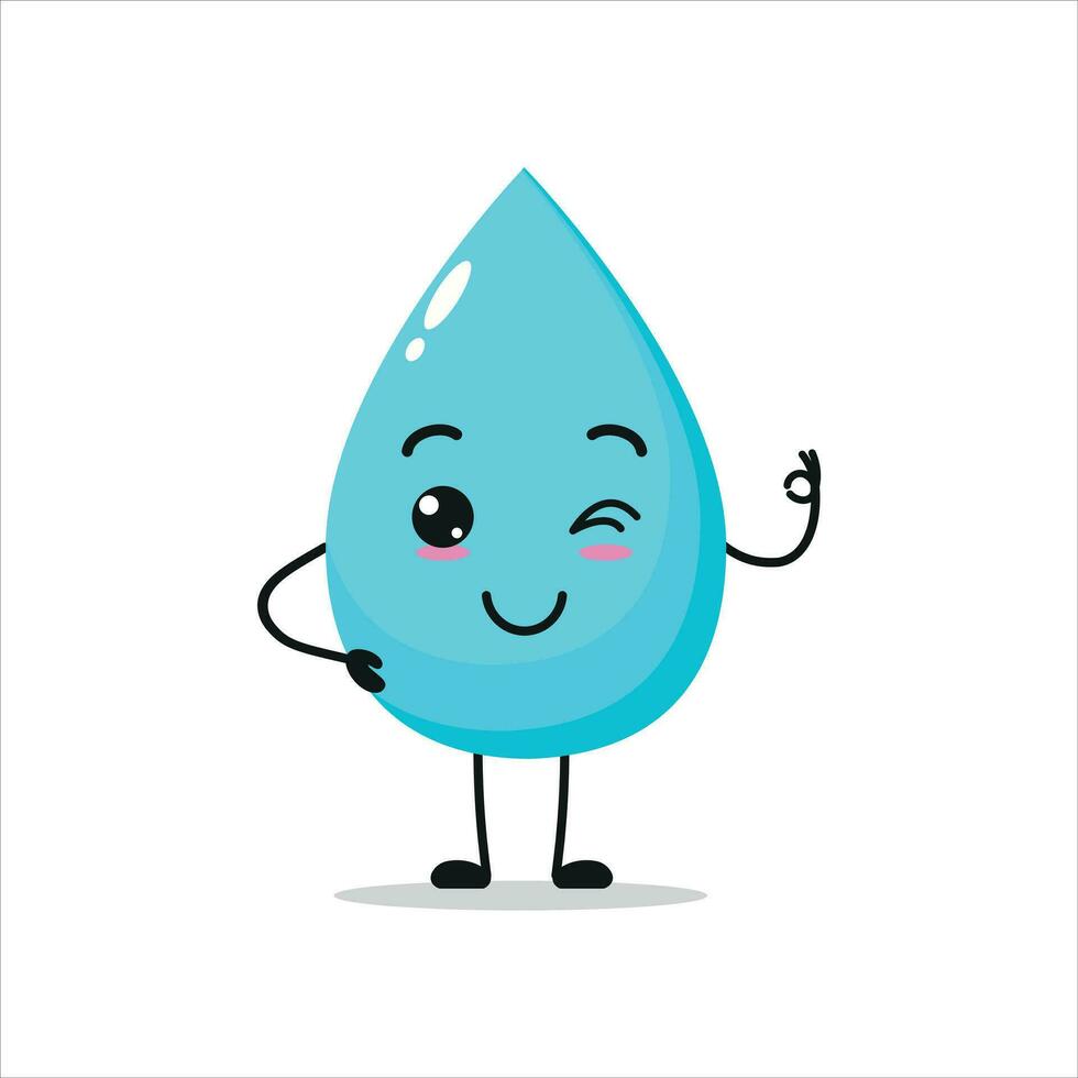 contento agua soltar estar solo, parpadeo y decir bueno con mano vector ilustración personaje