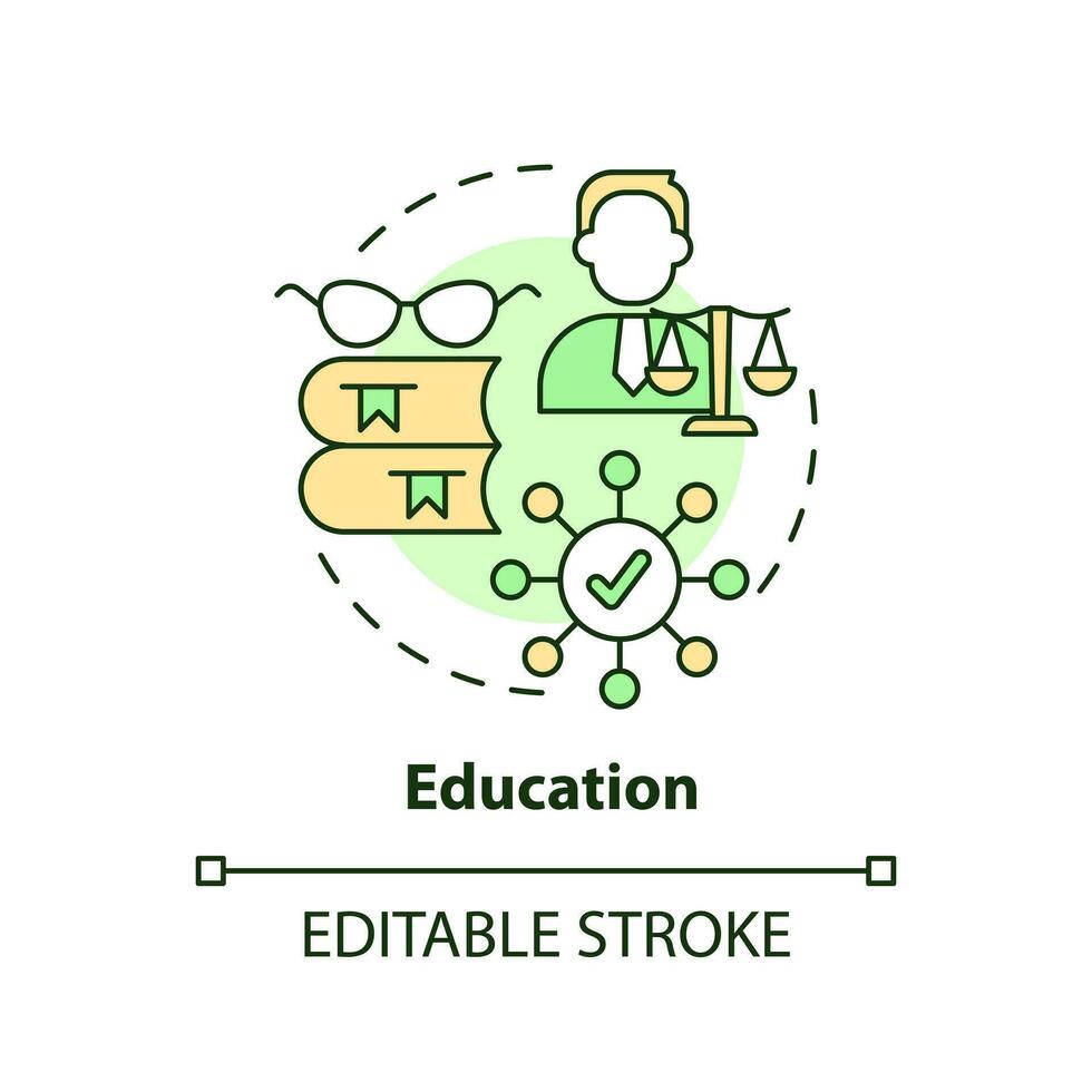 Education concept icon. Attorney degree for work. Effective advocate trait abstract idea thin line illustration. Isolated outline drawing. Editable stroke vector