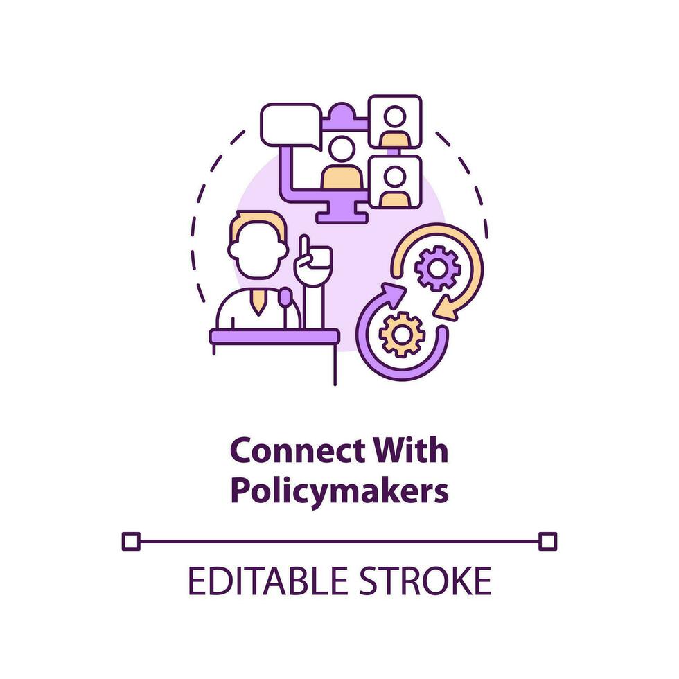 Connect with policymakers concept icon. Social media strategy for advocacy abstract idea thin line illustration. Isolated outline drawing. Editable stroke vector