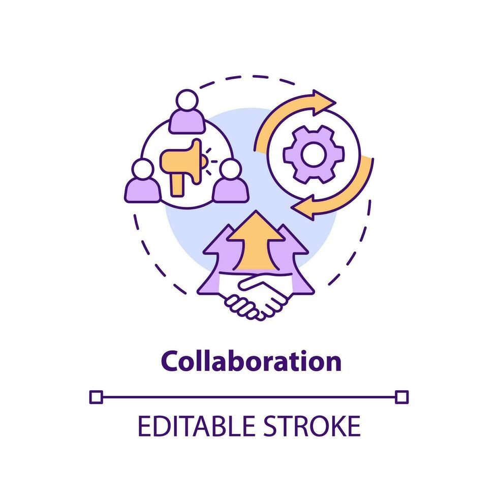 Collaboration concept icon. Social organizations partnership. Form of advocacy abstract idea thin line illustration. Isolated outline drawing. Editable stroke vector