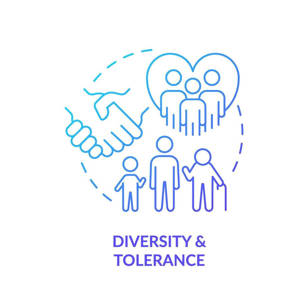 Diversity and tolerance blue gradient concept icon. Theme GCED addresses. Multiculturalism abstract idea thin line illustration. Isolated outline drawing vector