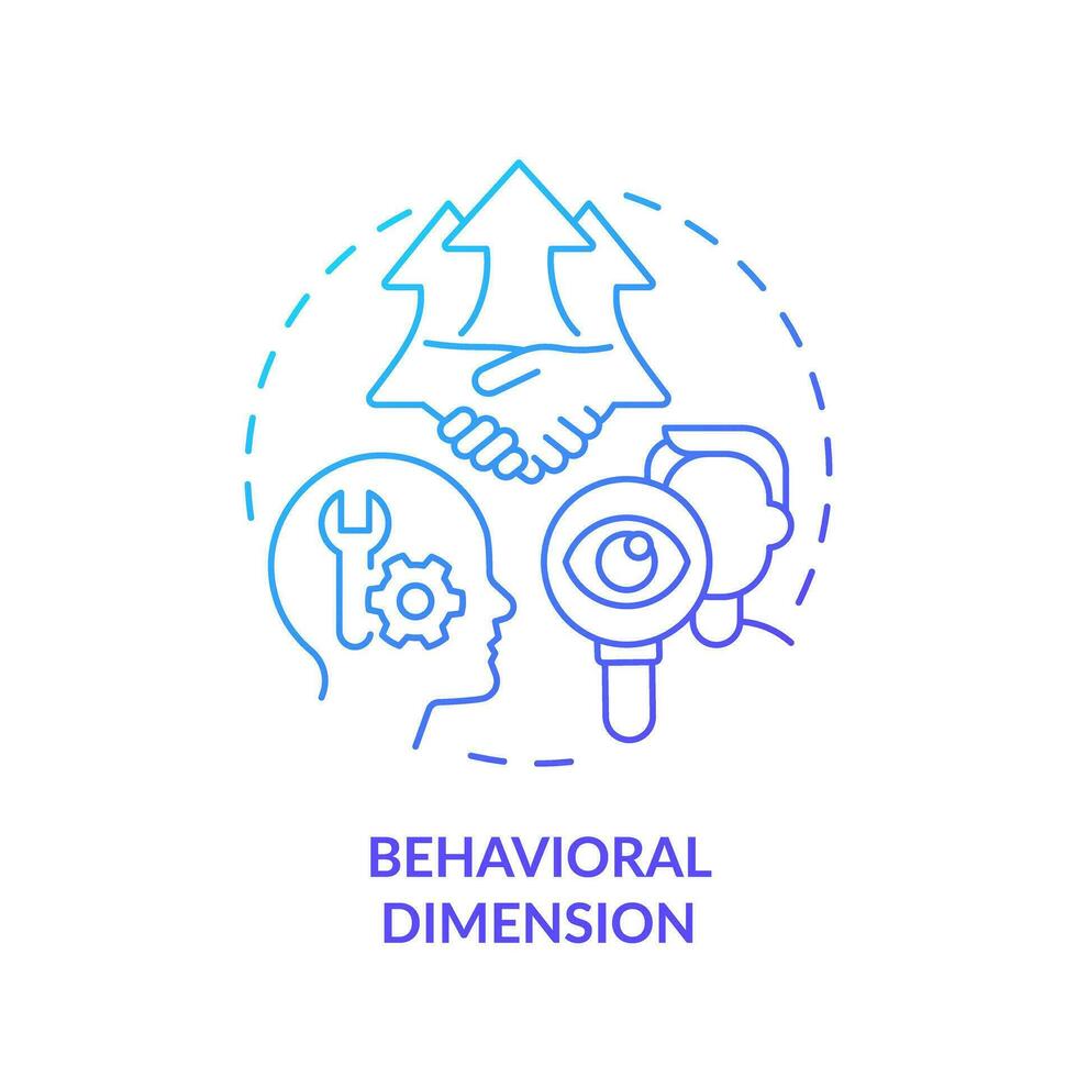Behavioral dimension blue gradient concept icon. Practical application. Global citizen actions abstract idea thin line illustration. Isolated outline drawing vector