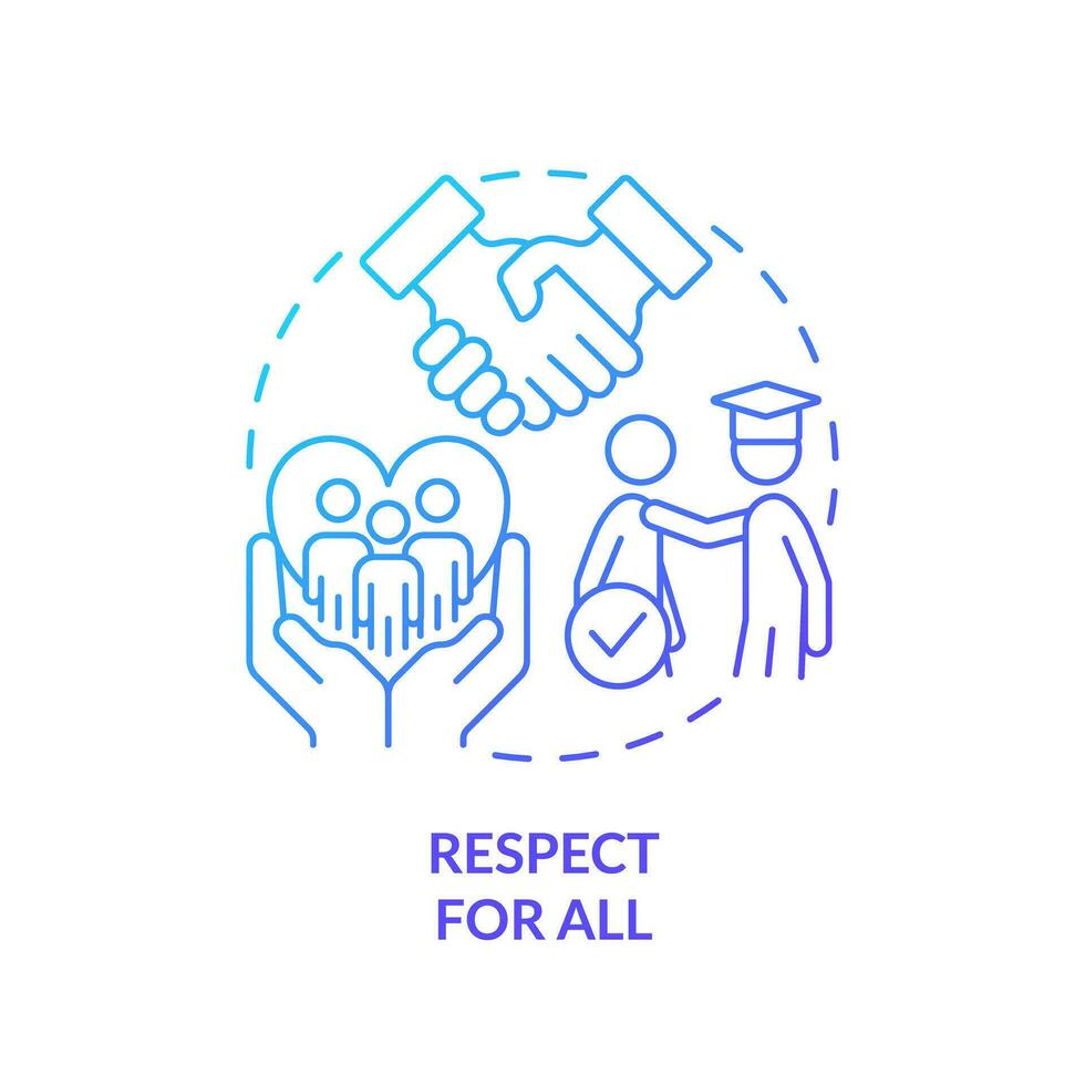 Respect for all blue gradient concept icon. Understanding diversity. Global citizenship. GCED goal abstract idea thin line illustration. Isolated outline drawing vector