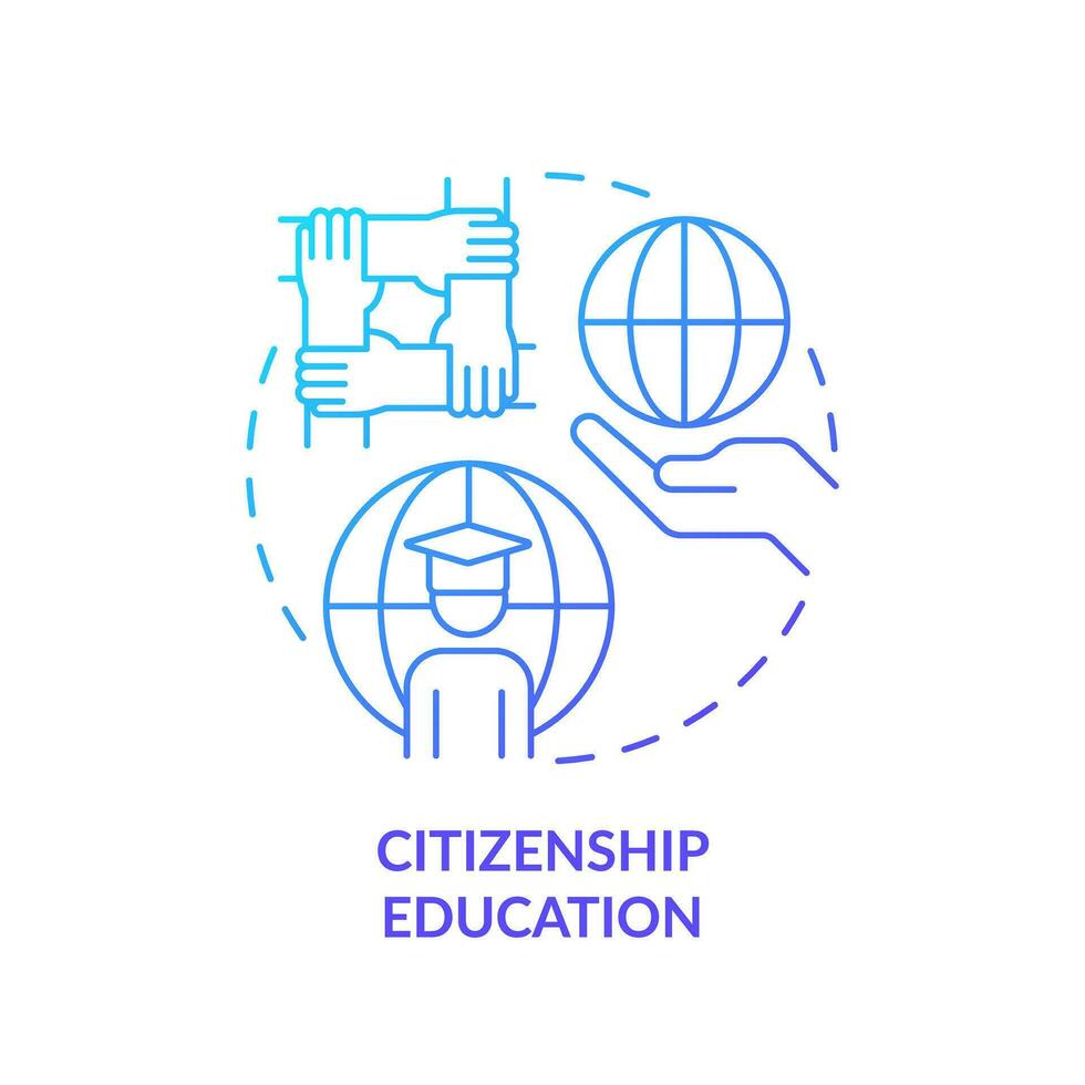 Citizenship education blue gradient concept icon. GCED learning. Active role in world affairs abstract idea thin line illustration. Isolated outline drawing vector
