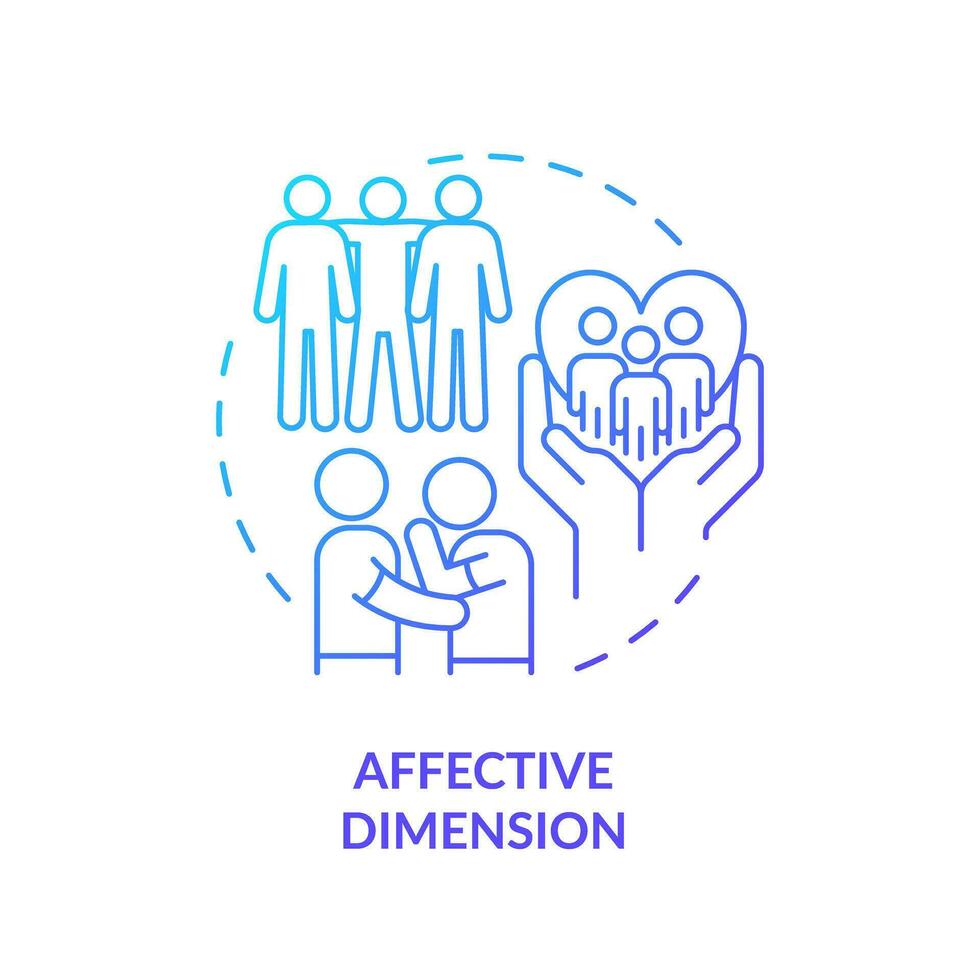 Affective dimension blue gradient concept icon. SEL activity. Shared values. GCED socio emotional skills abstract idea thin line illustration. Isolated outline drawing vector