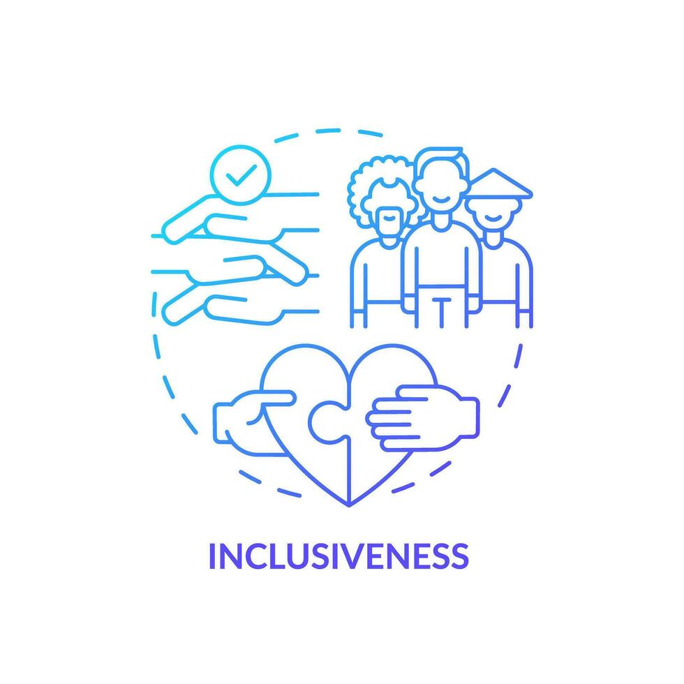 Inclusiveness blue gradient concept icon. Global citizenship education theme. Social integration abstract idea thin line illustration. Isolated outline drawing vector