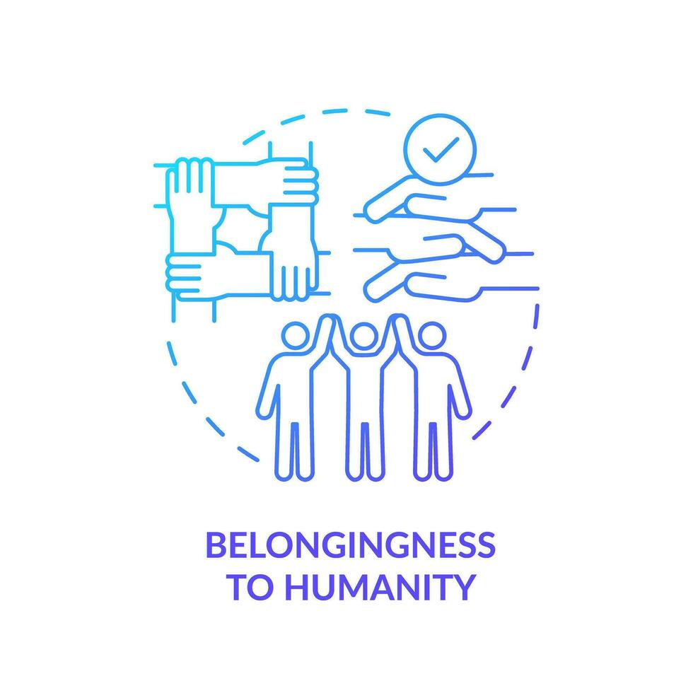 Belongingness to humanity blue gradient concept icon. Global community. Common experience. GCED aim abstract idea thin line illustration. Isolated outline drawing vector