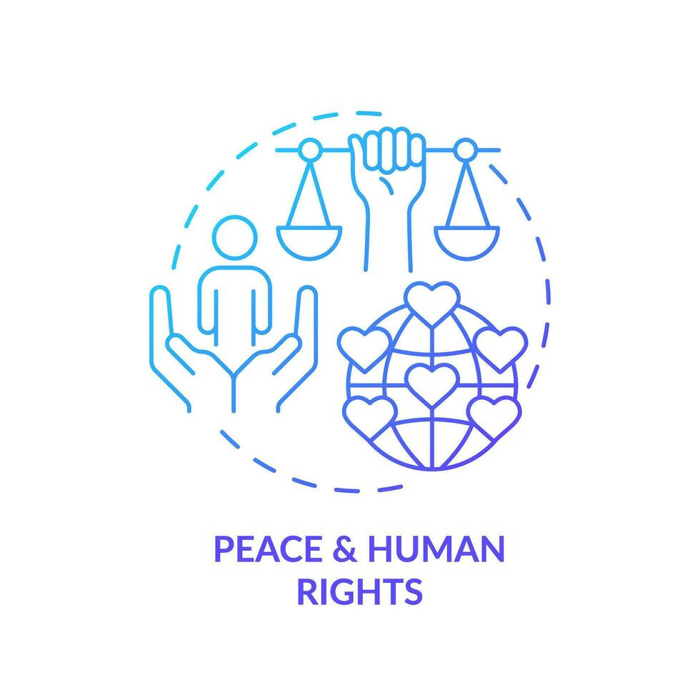 Peace and human rights blue gradient concept icon. GCED theme. Social equality. Sustainable development abstract idea thin line illustration. Isolated outline drawing vector