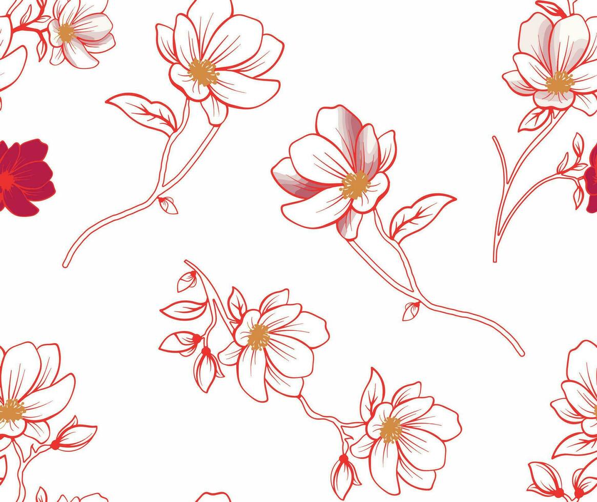 The red textile pattern vector