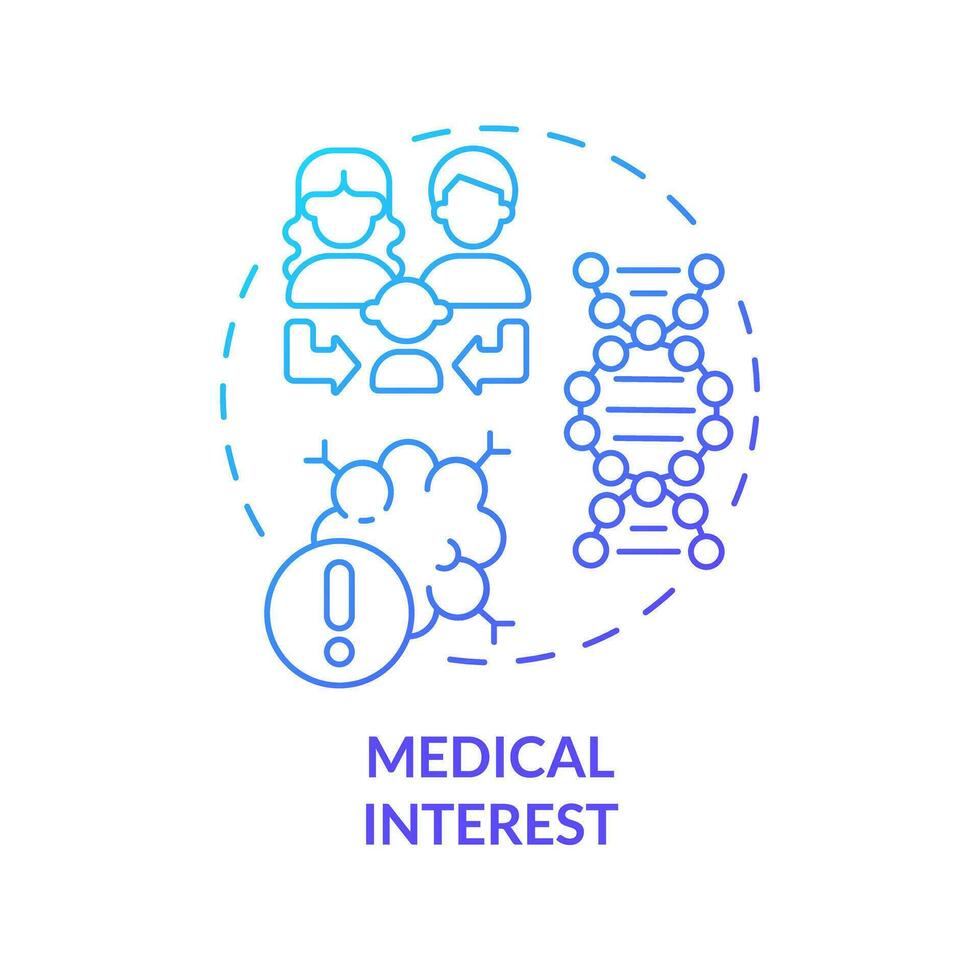 Medical interest blue gradient concept icon. Hered gradientitary diseases. Genealogical research motivation abstract idea thin line illustration. Isolated outline drawing vector