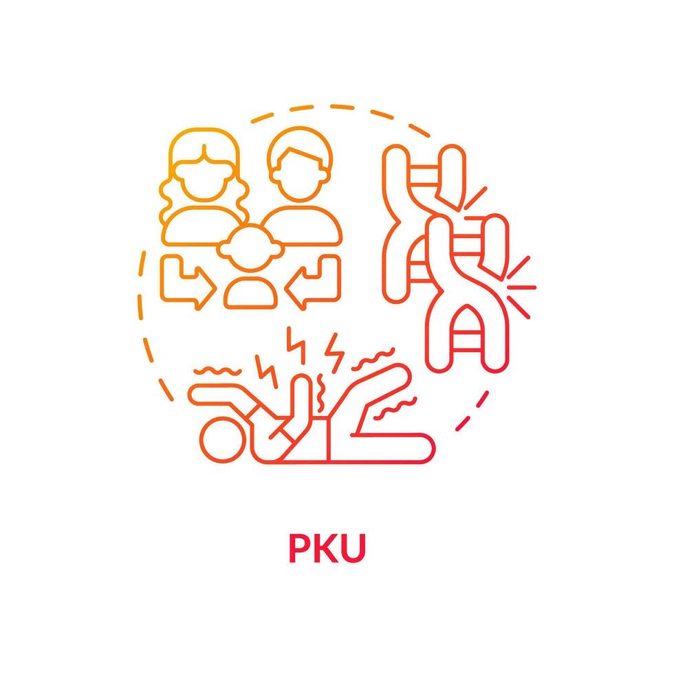 PKU red gradient concept icon. Phenylketonuria. Metabolic disorder. Neurology. Hered gradientitary disease abstract idea thin line illustration. Isolated outline drawing vector