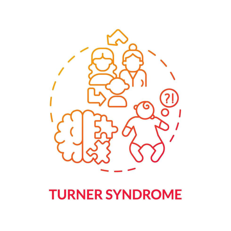 Turner syndrome red gradient concept icon. Affects only women. Hered gradientitary disease abstract idea thin line illustration. Isolated outline drawing vector