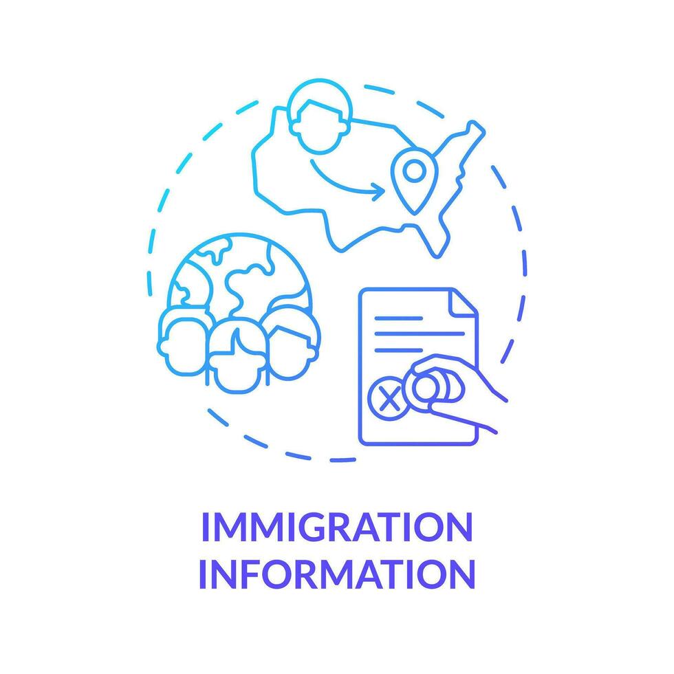 Immigration information blue gradient concept icon. Movement and relocation data. Family research record abstract idea thin line illustration. Isolated outline drawing vector
